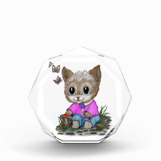 Niedliche Kitty Cat und Butterfly Fotoblock (Vorderseite)