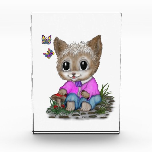 Niedliche Kitty Cat und Butterfly Fotoblock (Vorderseite)