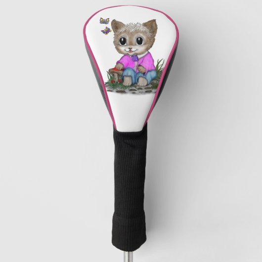 Niedliche Kitty Cat und Butterfly Golf Headcover (Vorderseite)