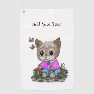 Niedliche Kitty Cat und Butterfly Golfhandtuch