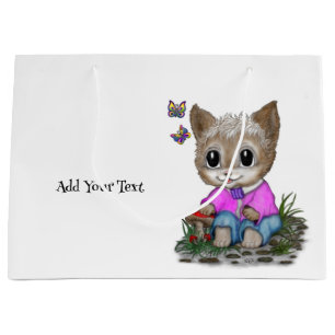 Niedliche Kitty Cat und Butterfly Große Geschenktüte