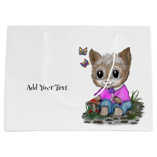 Niedliche Kitty Cat und Butterfly Große Geschenktüte (Vorderseite)