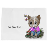 Niedliche Kitty Cat und Butterfly Große Geschenktüte (Rückseite)