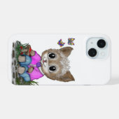 Niedliche Kitty Cat und Butterfly iPhone 15 Hülle (Rückseite (Horizontal))