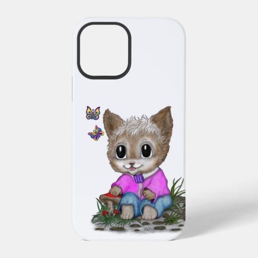 Niedliche Kitty Cat und Butterfly iPhone Hülle (Rückseite)