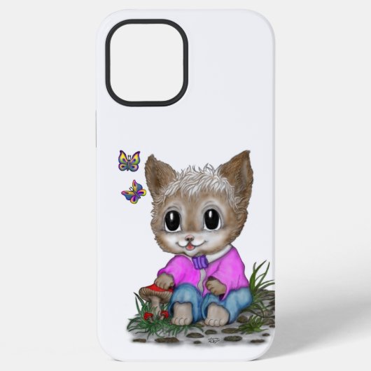 Niedliche Kitty Cat und Butterfly iPhone Hülle (Rückseite)
