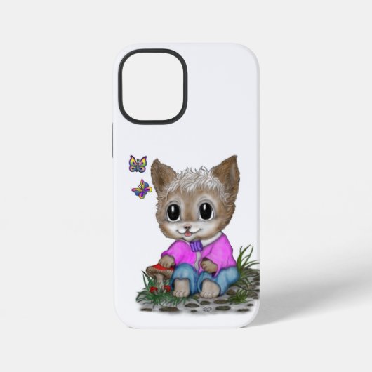 Niedliche Kitty Cat und Butterfly iPhone Hülle (Rückseite)
