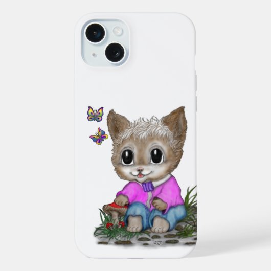 Niedliche Kitty Cat und Butterfly iPhone Hülle (Rückseite)