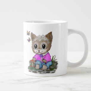 Niedliche Kitty Cat und Butterfly Jumbo-Tasse