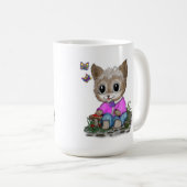 Niedliche Kitty Cat und Butterfly Kaffeetasse (VorderseiteRechts)