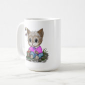 Niedliche Kitty Cat und Butterfly Kaffeetasse (Vorderseite Links)