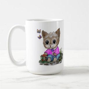 Niedliche Kitty Cat und Butterfly Kaffeetasse