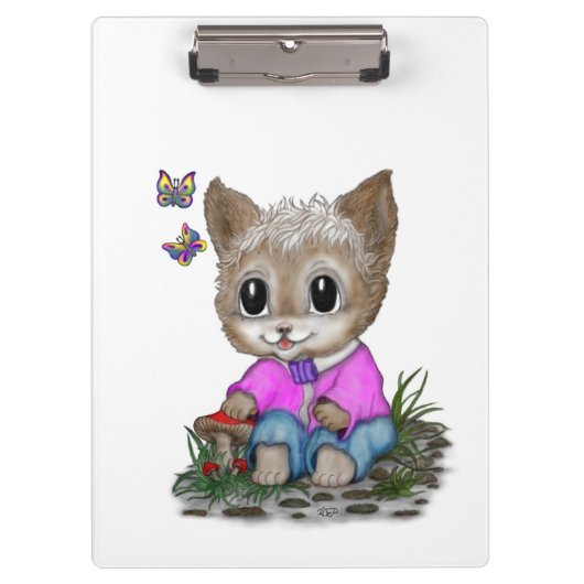 Niedliche Kitty Cat und Butterfly Klemmbrett (Vorderseite)