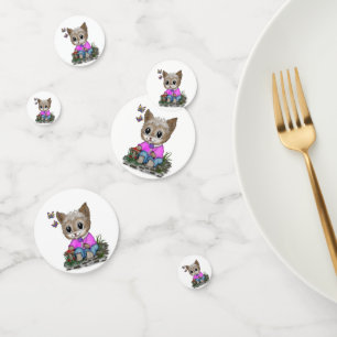 Niedliche Kitty Cat und Butterfly Konfetti