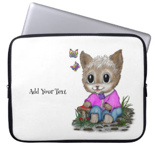 Niedliche Kitty Cat und Butterfly Laptopschutzhülle