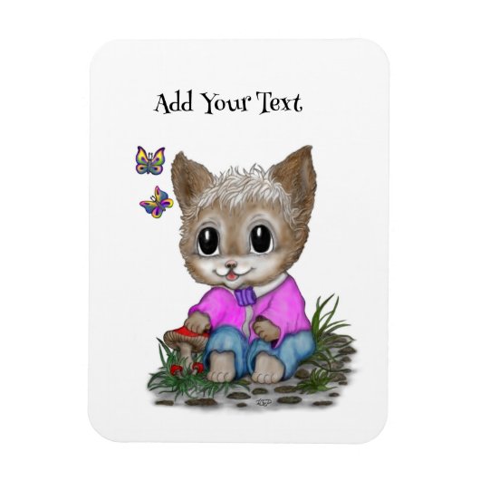 Niedliche Kitty Cat und Butterfly Magnet (Vertikal)