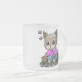 Niedliche Kitty Cat und Butterfly Mattglastasse (VorderseiteRechts)