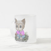 Niedliche Kitty Cat und Butterfly Mattglastasse (Vorderseite Links)