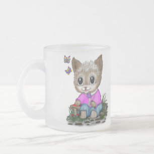 Niedliche Kitty Cat und Butterfly Mattglastasse