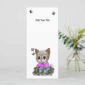 Niedliche Kitty Cat und Butterfly Menükarte (Stehend Vorderseite)