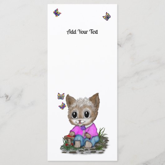 Niedliche Kitty Cat und Butterfly Menükarte (Vorderseite)