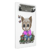 Niedliche Kitty Cat und Butterfly Mini Klemmbrett (Schrägansicht)