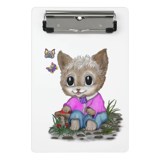 Niedliche Kitty Cat und Butterfly Mini Klemmbrett (Vorderseite)