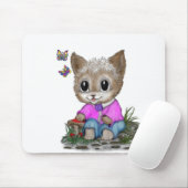 Niedliche Kitty Cat und Butterfly Mousepad (Mit Mouse)