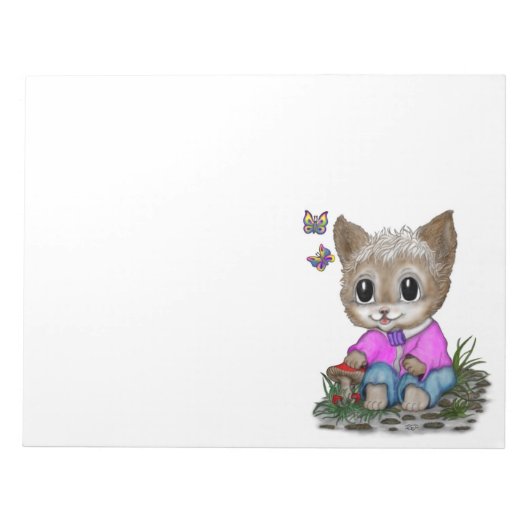 Niedliche Kitty Cat und Butterfly Notizblock (Vorderseite)