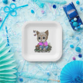 Niedliche Kitty Cat und Butterfly Pappteller (Party)