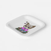 Niedliche Kitty Cat und Butterfly Pappteller (Gewinkelt)