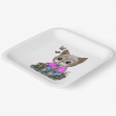 Niedliche Kitty Cat und Butterfly Pappteller (Gewinkelt)