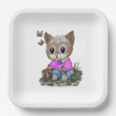 Niedliche Kitty Cat und Butterfly Pappteller (Vorderseite)