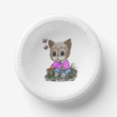 Niedliche Kitty Cat und Butterfly Pappteller (Vorderseite)