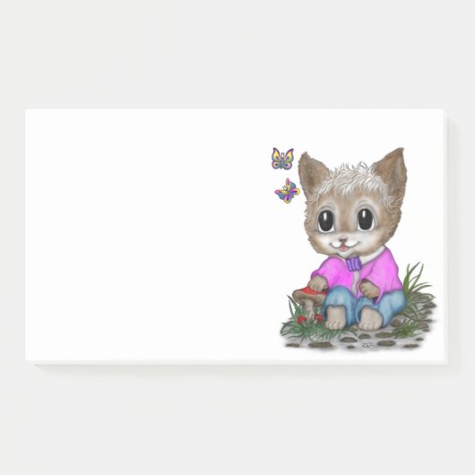 Niedliche Kitty Cat und Butterfly Post-it Klebezettel (Vorderseite)