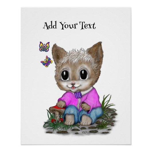 Niedliche Kitty Cat und Butterfly Poster (Vorderseite)