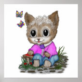 Niedliche Kitty Cat und Butterfly Poster (Vorne)