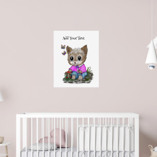 Niedliche Kitty Cat und Butterfly Poster
