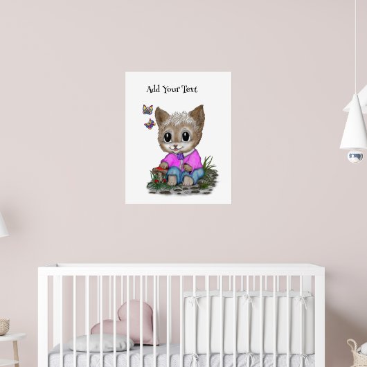 Niedliche Kitty Cat und Butterfly Poster (Kinderzimmer 2)