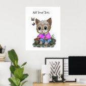 Niedliche Kitty Cat und Butterfly Poster (Heimbüro)
