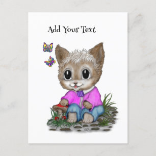 Niedliche Kitty Cat und Butterfly Postkarte