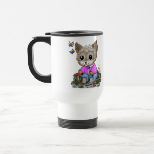 Niedliche Kitty Cat und Butterfly Reisebecher