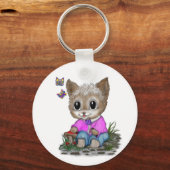 Niedliche Kitty Cat und Butterfly Schlüsselanhänger (Vorderseite)