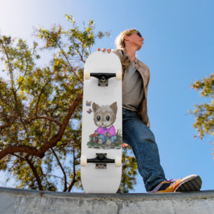 Niedliche Kitty Cat und Butterfly Skateboard