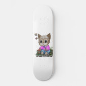 Niedliche Kitty Cat und Butterfly Skateboard (Vorderseite)