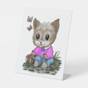 Niedliche Kitty Cat und Butterfly Sockelschild