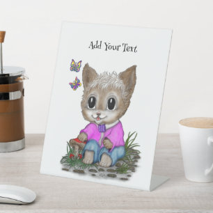Niedliche Kitty Cat und Butterfly Sockelschild