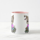 Niedliche Kitty Cat und Butterfly Tasse (Zentrum)