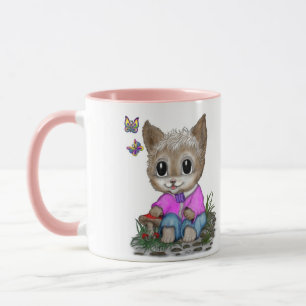 Niedliche Kitty Cat und Butterfly Tasse