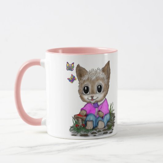 Niedliche Kitty Cat und Butterfly Tasse (Links)